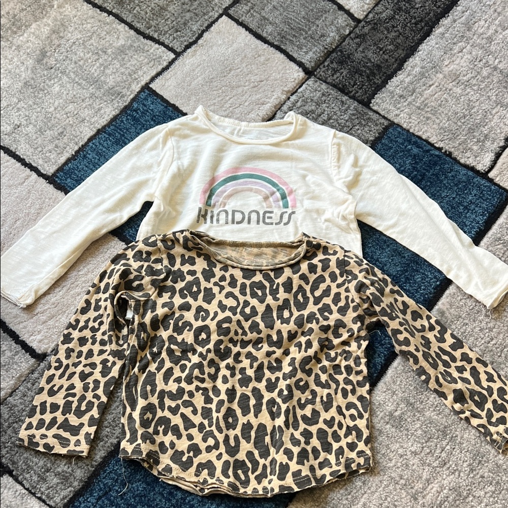 Kids Long Sleeve Leopard and Rainbow Tops